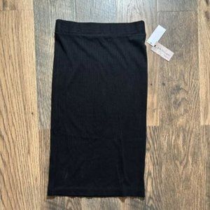 Black Ribbed Midi Skirt Size XS NWT